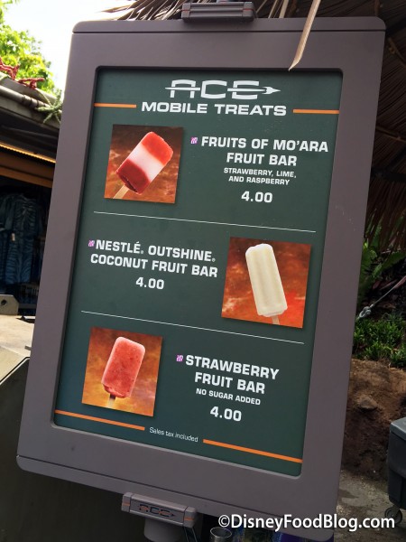 Pandora Frozen Treats Menu