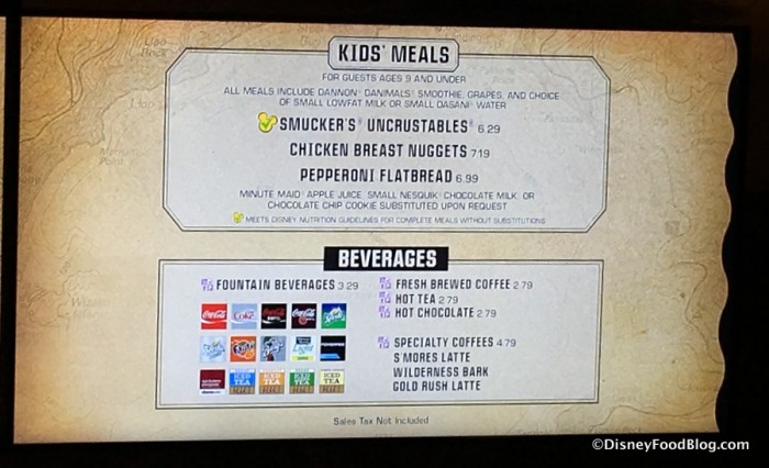 Kids' Lunch and Dinner Menu