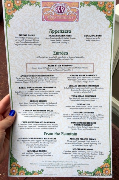 Plaza Restaurant Menu