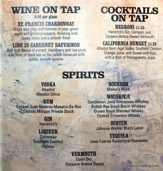 BaseLine Tap House Menu