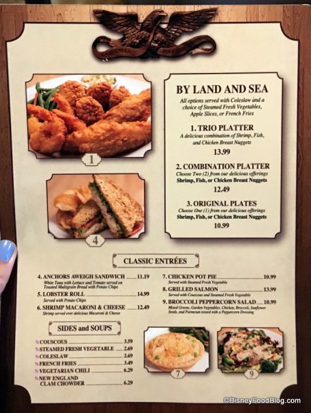 Columbia Harbour House Menu