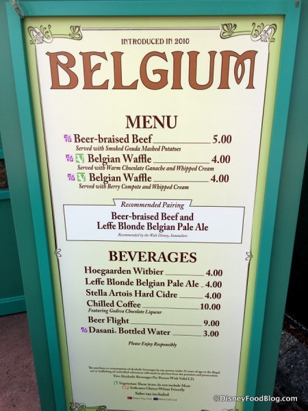 2017 Epcot Food and Wine Festival Belgium Menu