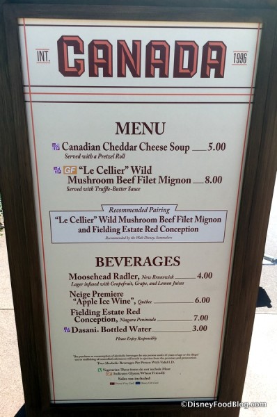 2017 Epcot Food and Wine Festival Canada Menu