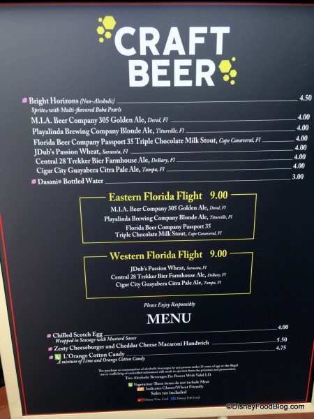 Craft Beer Menu