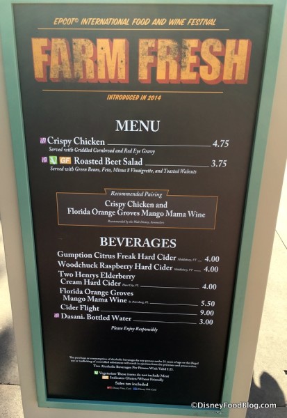 2017 Epcot Food and Wine Festival Farm Fresh Menu