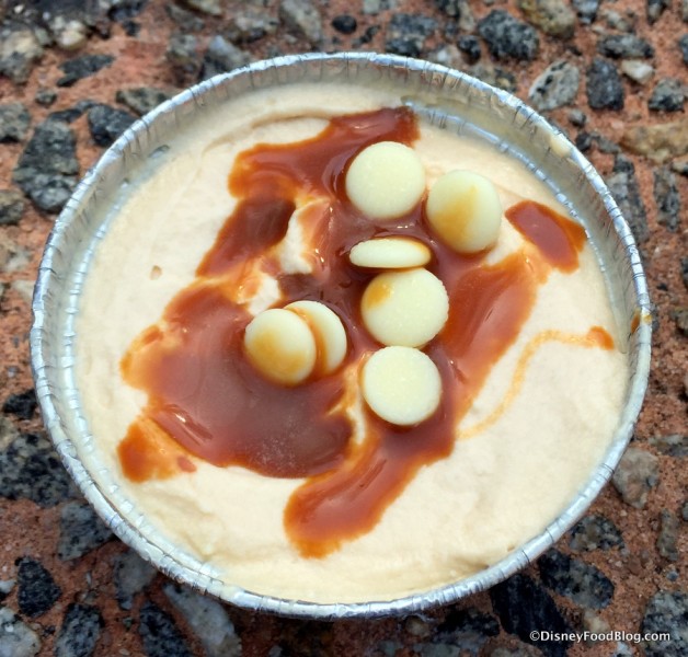 Cajeta Mousse served with Cajeta Sauce and White Chocolate Flakes