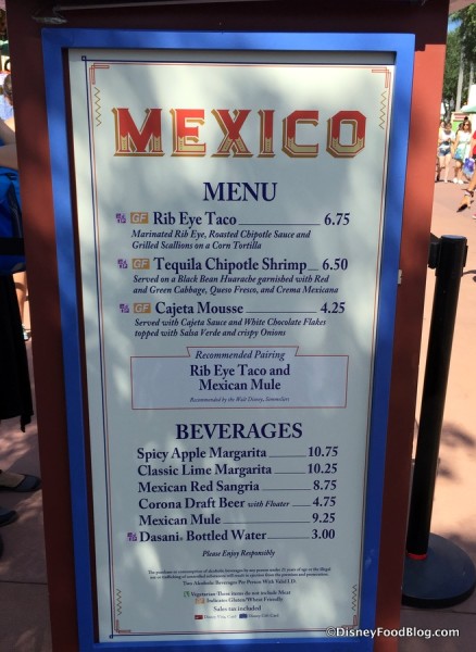 2017 Epcot Food and Wine Festival Mexico Menu