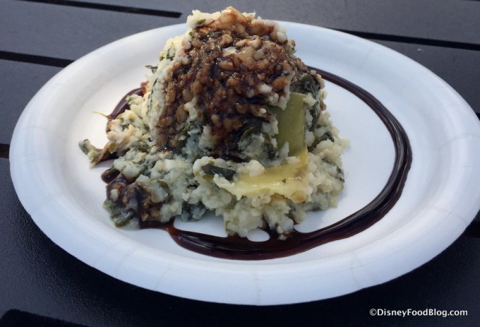 Cauliflower Risotto with Pulled Chicken, Artichokes, Spinach and Parmesan Cheese and Aged Balsamic
