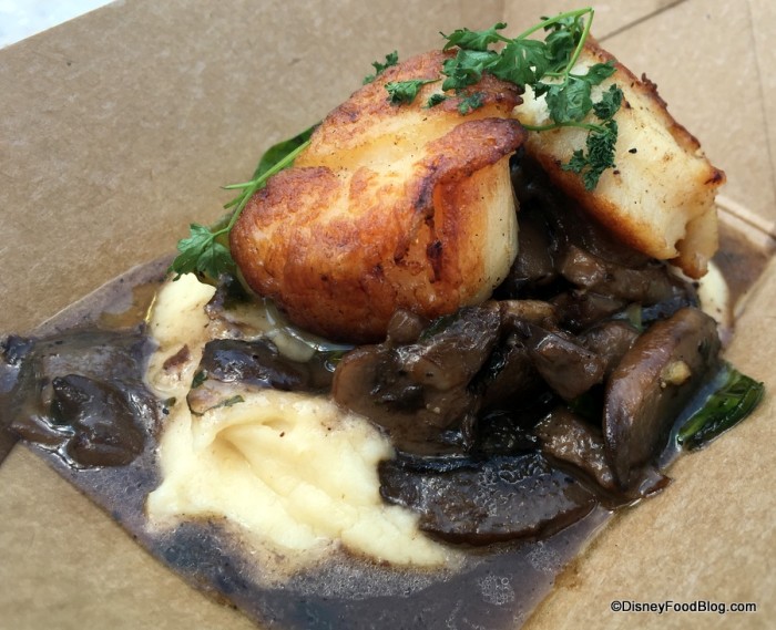 Seared Scallops, Truffled Celery Root Purée, Brussel Sprouts and Wild Mushrooms featuring Melissa’s Produce