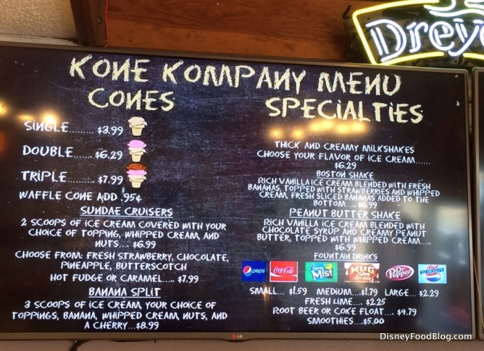Kone Kompany Menu
