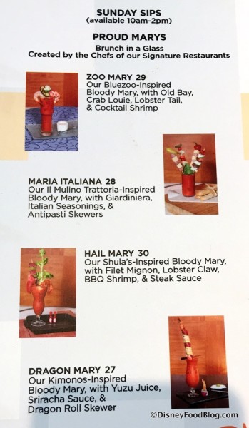 Phins Proud Marys Menu