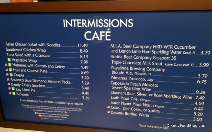 Intermissions Cafe Menu