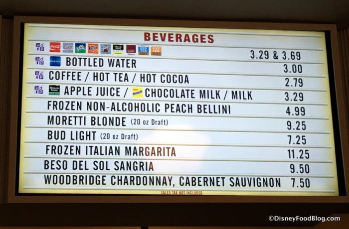 PizzeRizzo Beverage Menu