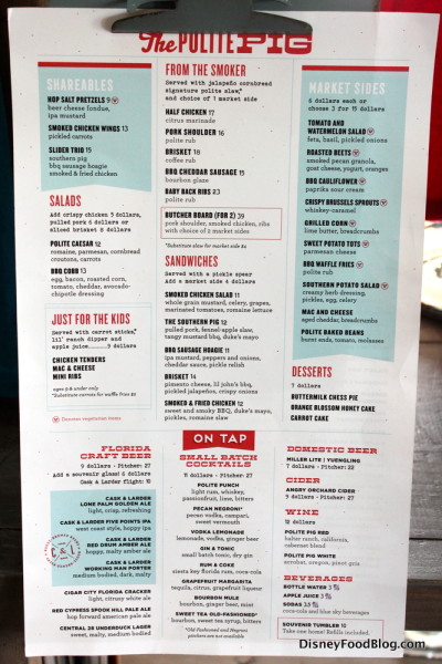 The Polite Pig Menu