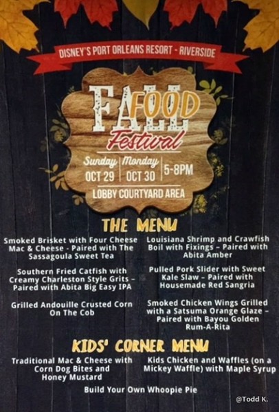 Fall Food Festival Menu