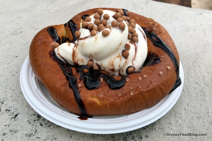 Caramel Stuffed Pretzel with Ice Cream