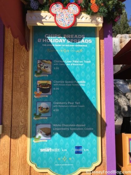 Chips, Breads, and Holiday Spreads booth menu