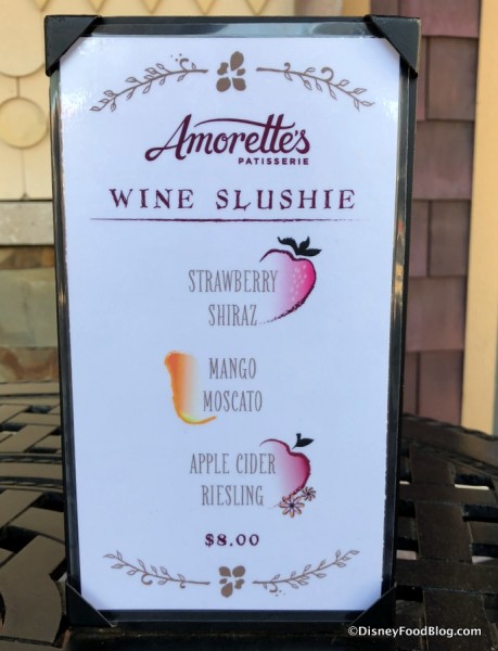 Wine Slushie Menu