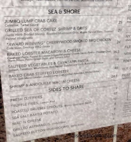 BOATHOUSE current menu