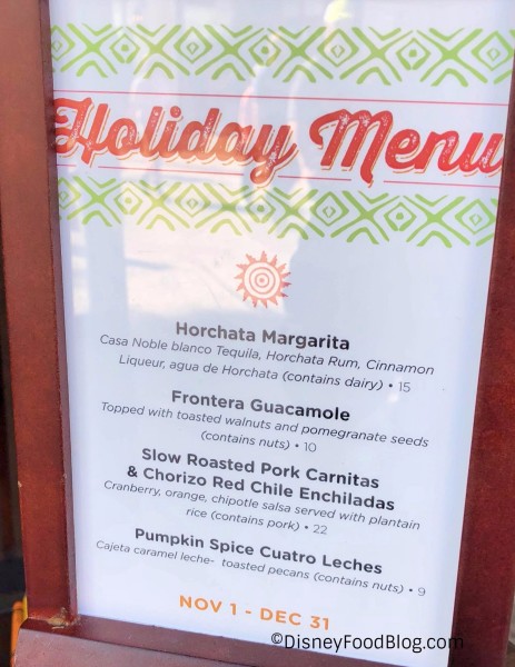 Frontera Cocina Holiday Menu
