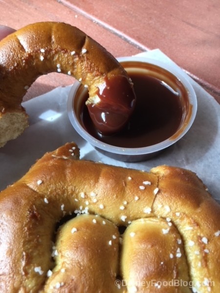 Mickey Pretzel with Chocolate Sauce