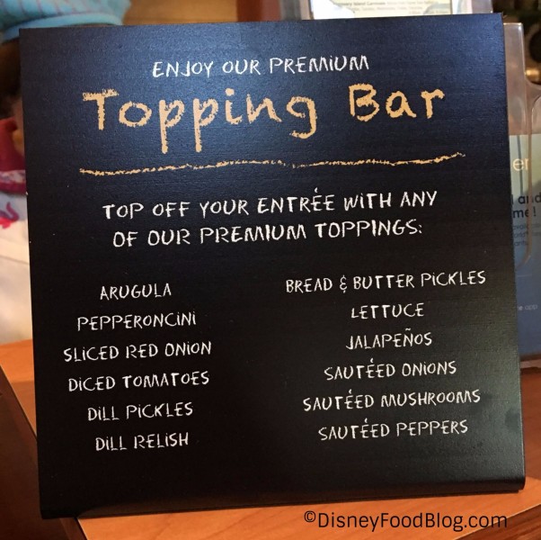 Topping Bar Menu