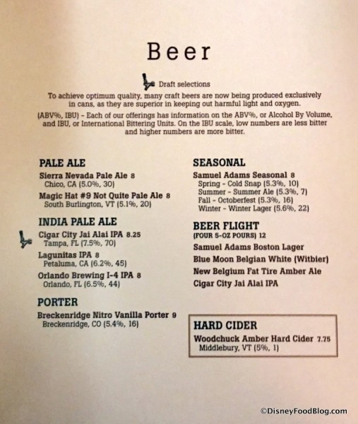 Beer Menu