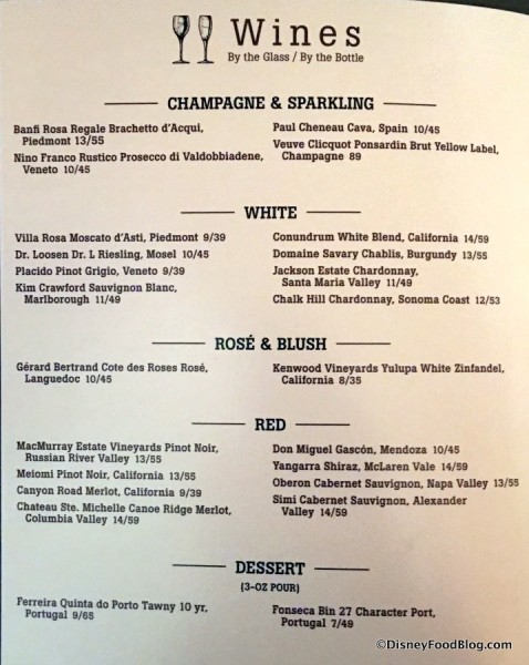 Wine Menu