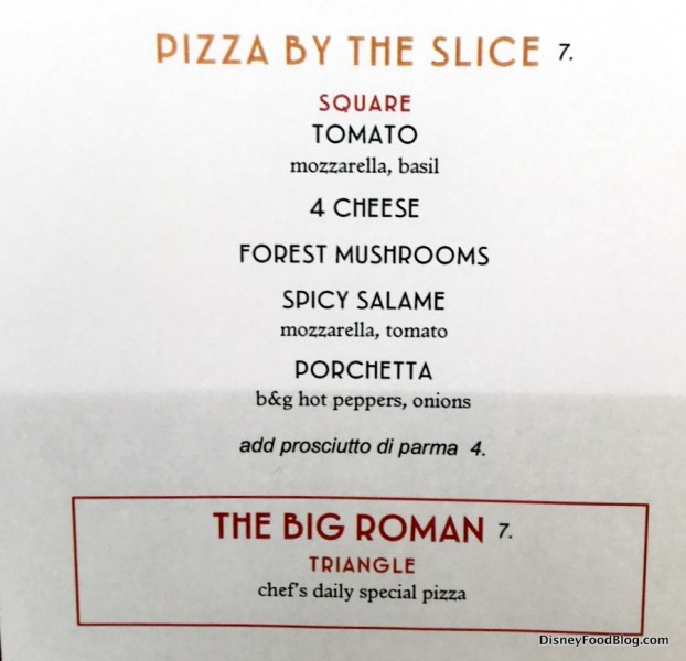 Pizza Menu