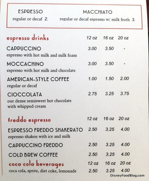 Coffee Menu