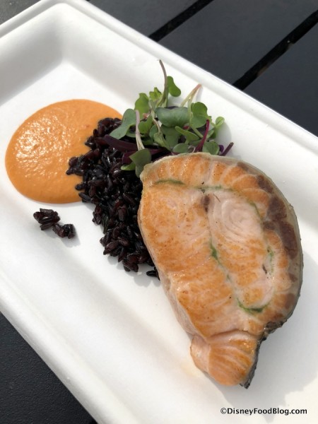 Involtini di Salmone al Basilico, Piso Venere, Salsa Romesco