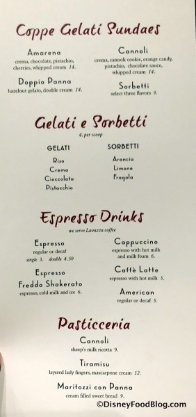 Dessert Menu