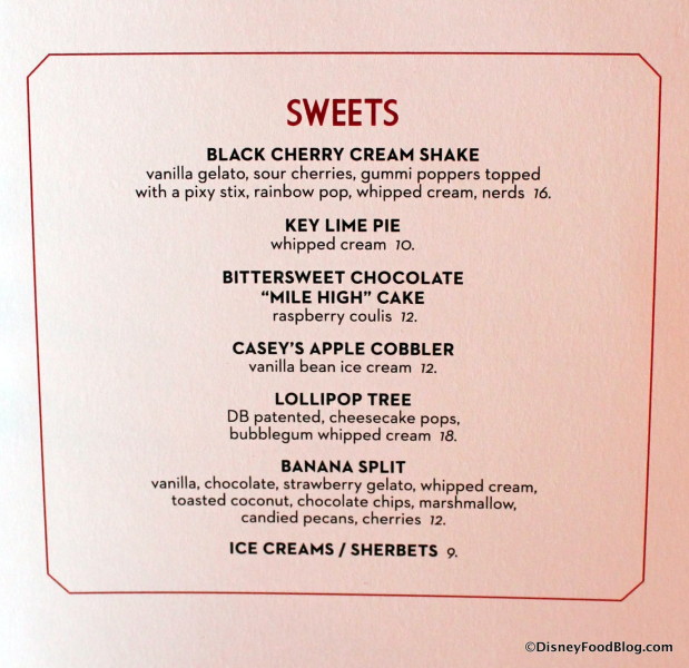 Dessert Menu