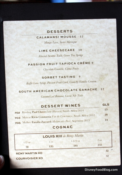 Dessert Menu