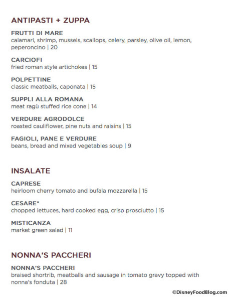 Enzo's Hideaway Dinner Menu