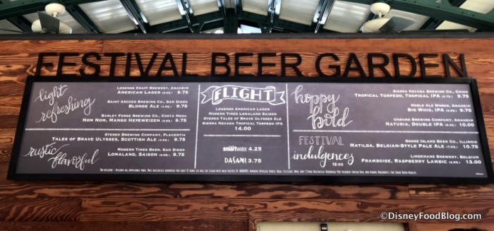 Festival Beer Garden Menu
