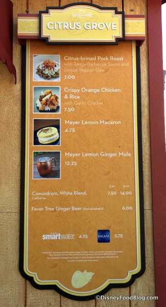 Citrus Grove Menu