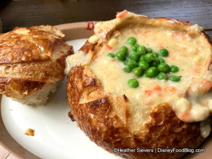 Chicken Pot Pie Soup in a Bread Bowl