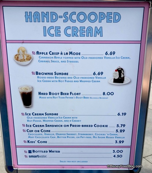 Hollywood Scoops Menu