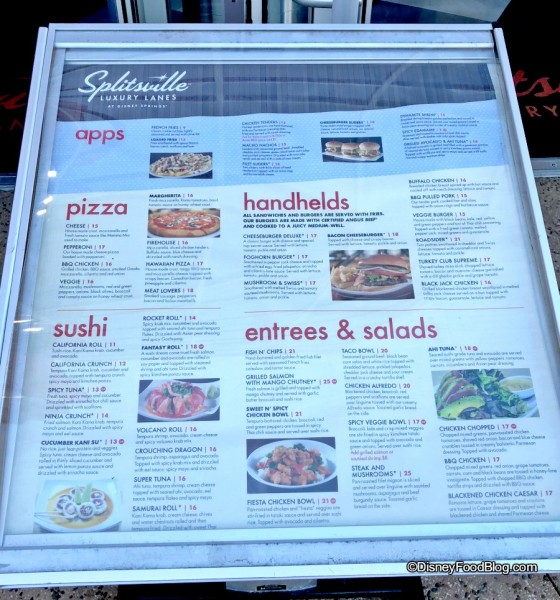 Splitsville Menu