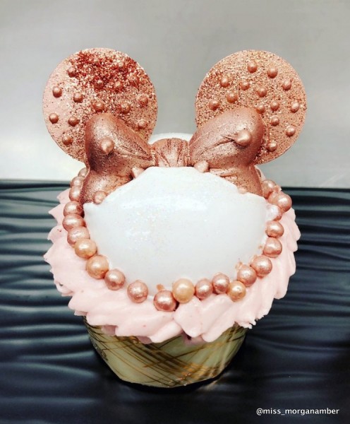 Rose Gold Strawberry Mousse Cupcake