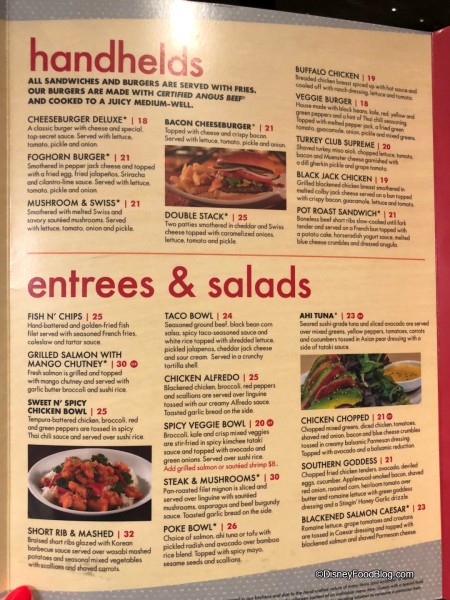 Handhelds, Entrees, and Salads