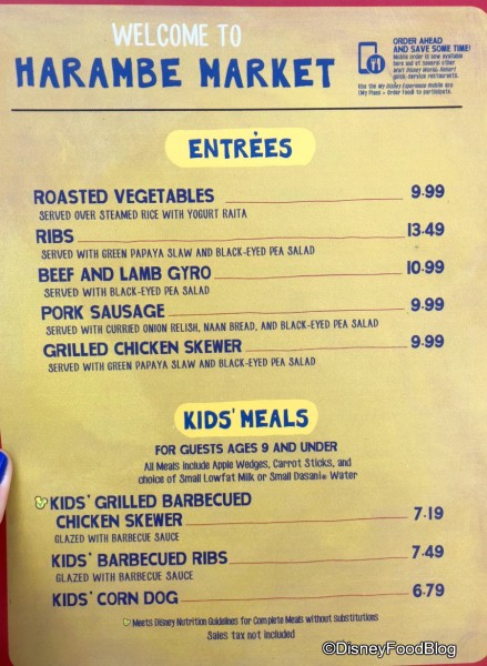 Harambe Market Menu Update