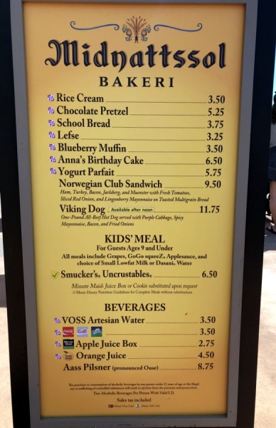 Midnattsol Bakeri menu