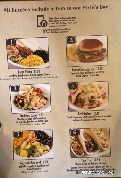 Pecos Bill's Tall Tale Cafe Menu Changes