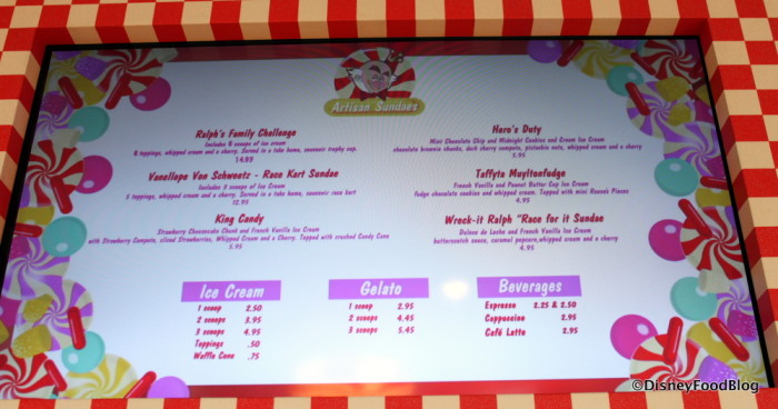 Sundaes, Ice Cream, and Gelato at Vanellope's!