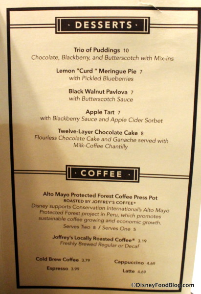 Dessert Menu