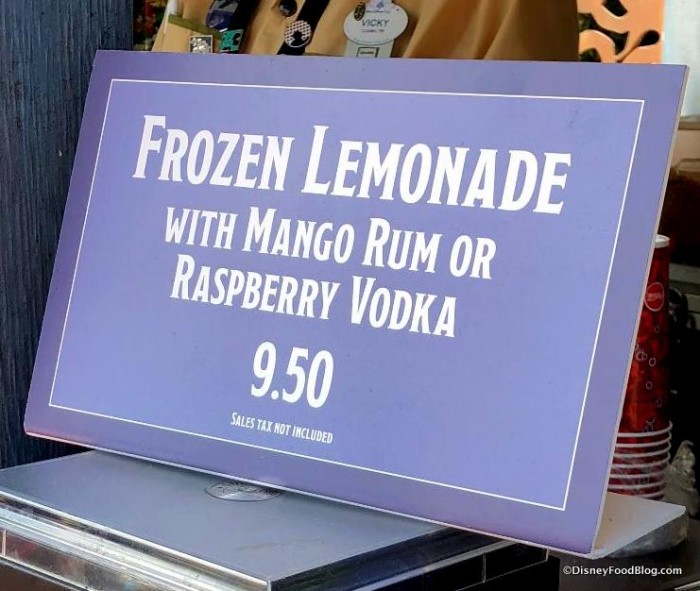 Frozen Lemonade with Options sign