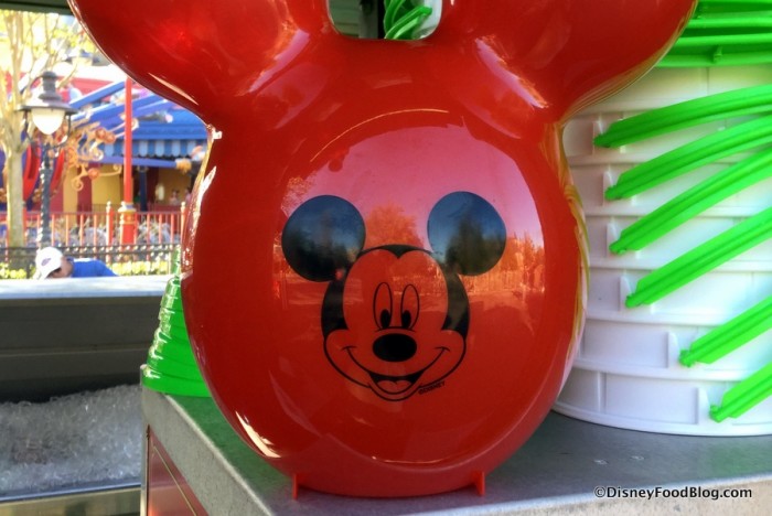 Closeup of Mickey on the Popcorn Bucket