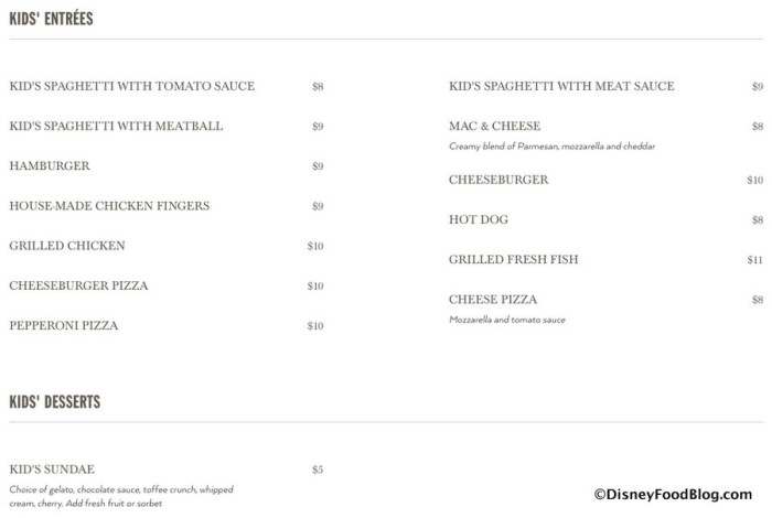 Kids' Menu
